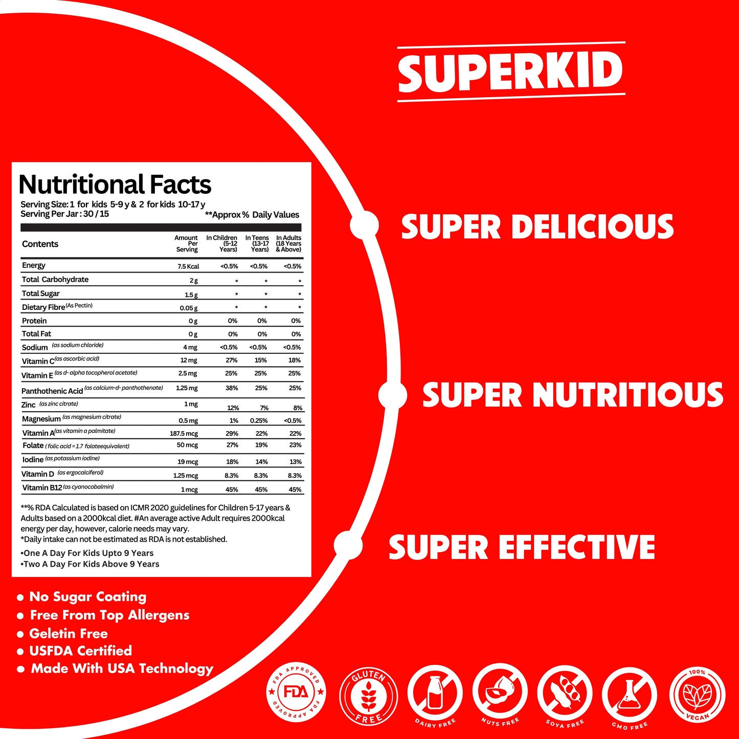 SUPERKID Growth Multivitamin Gummies For Kids